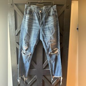 American Eagle Outfitters High Rise Distressed Jeans - Blue